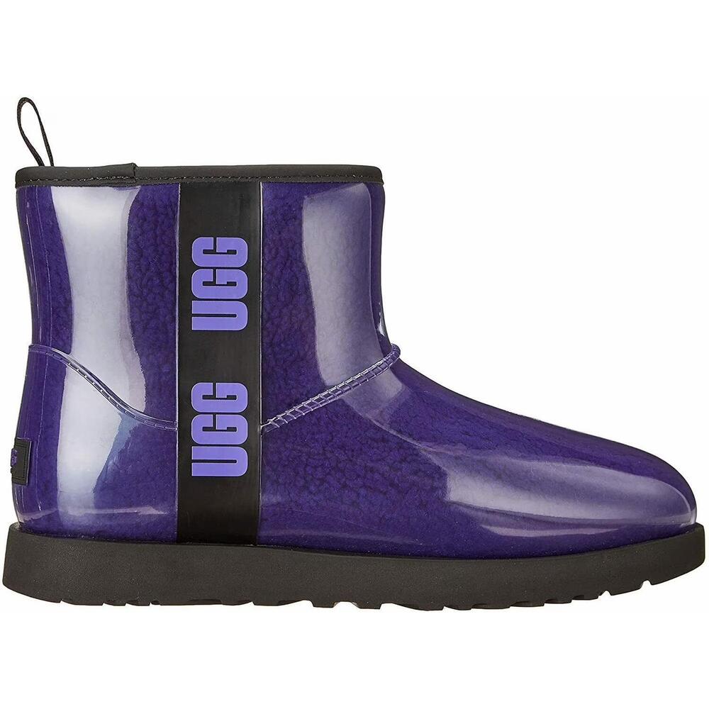 NEW UGG women's classic clear mini waterproof ankle boots in violet/night black